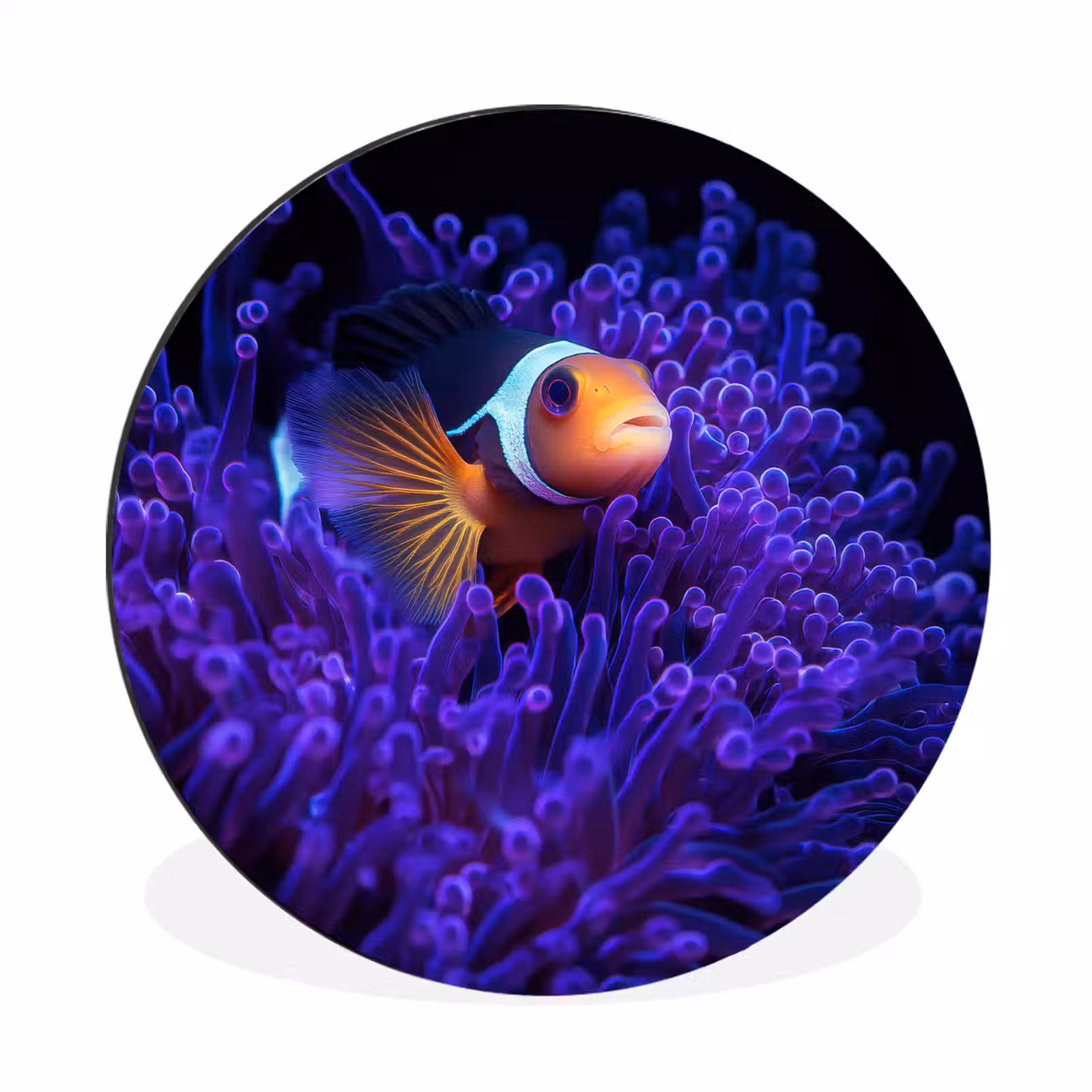 Wandcirkel - Aluminium - Koraal - Vis - Oranje - Zee — 1