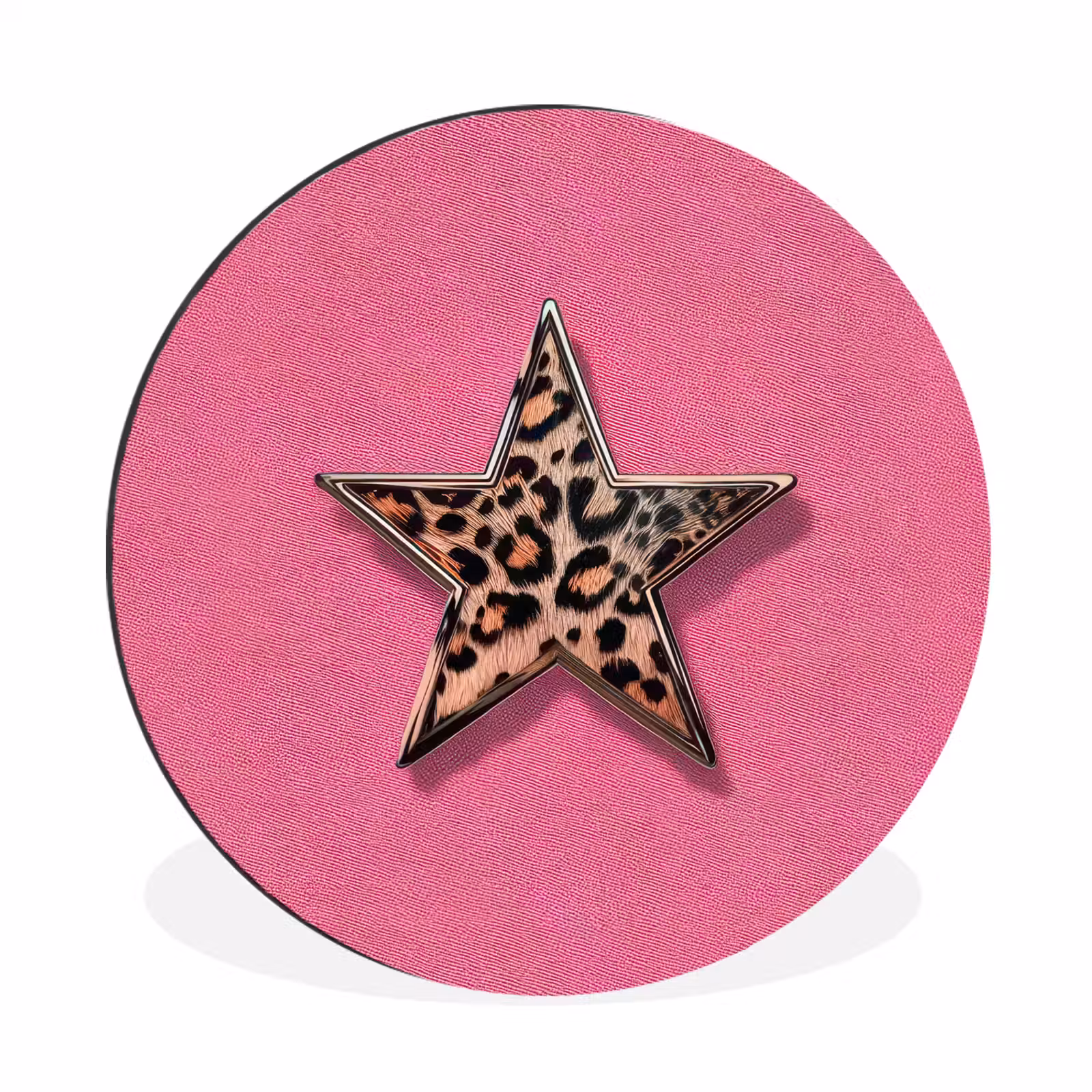 Wandcirkel - Aluminium - Ster - Luipaard - Print - Roze — 1