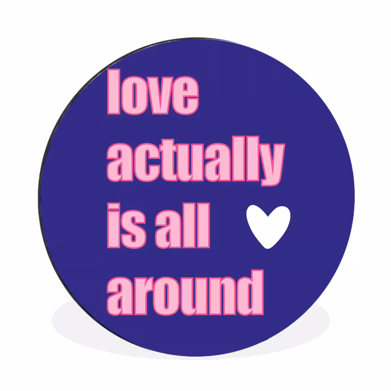 Wandcirkel - Aluminium - Tekst - Valentijn - Love - Blauw — 1