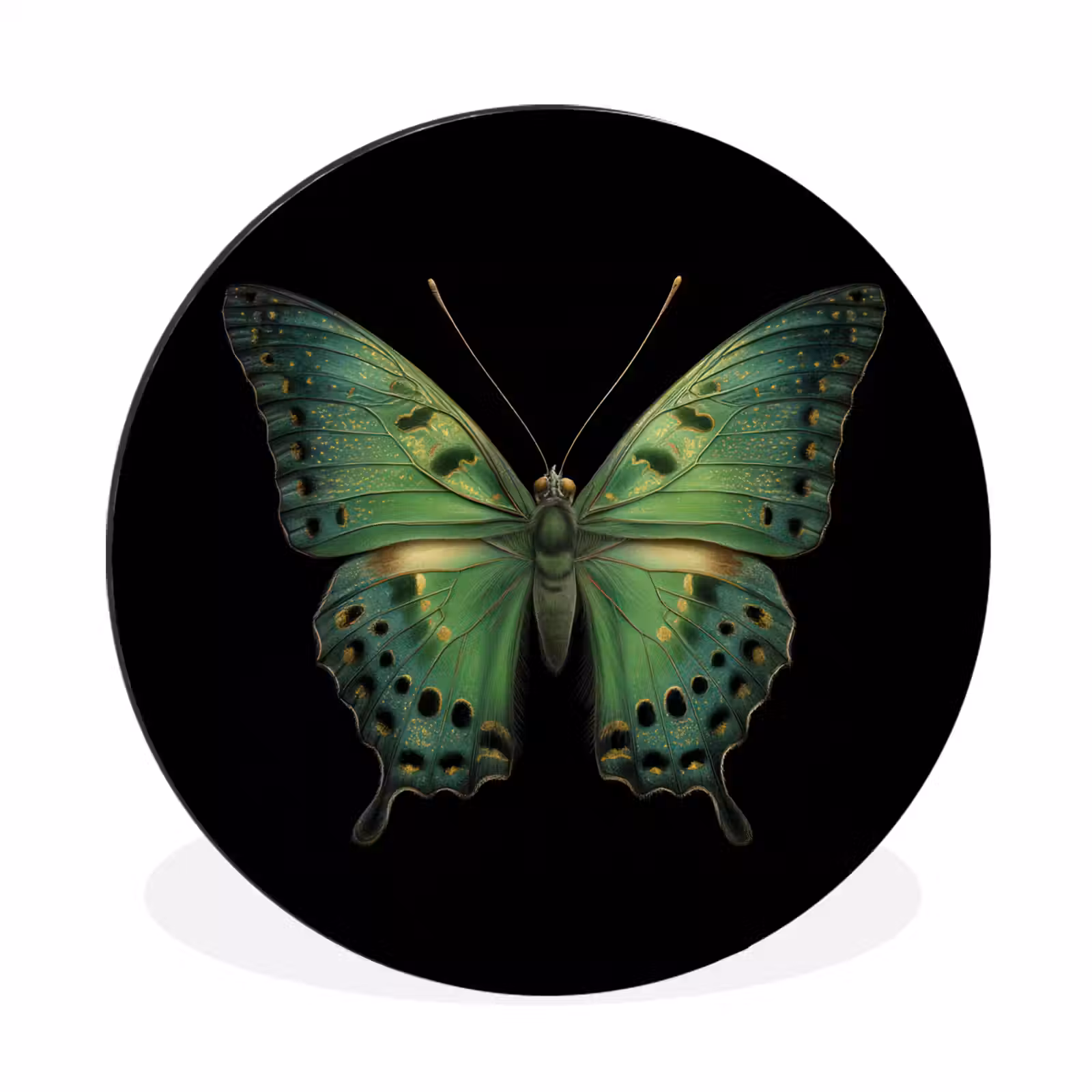 Wandcirkel - Aluminium - Vlinder - Groen - Diepte — 1