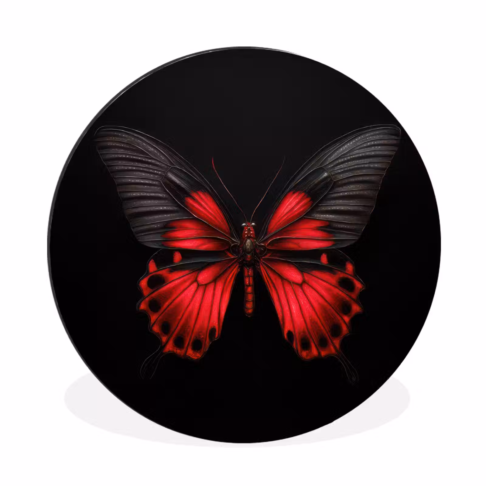 Wandcirkel - Aluminium - Vlinder - Rood - Contrast — 1