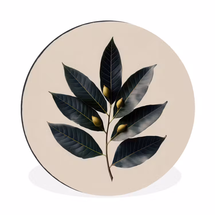 Wandcirkel - Aluminium - Laurierbladeren - Bloemknoppen - subtiel — 1