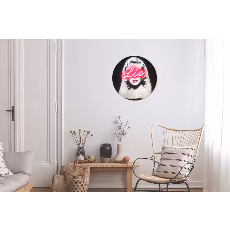 Wandcirkel - Aluminium - Neon - Letters - Vintage - Vrouw — 2