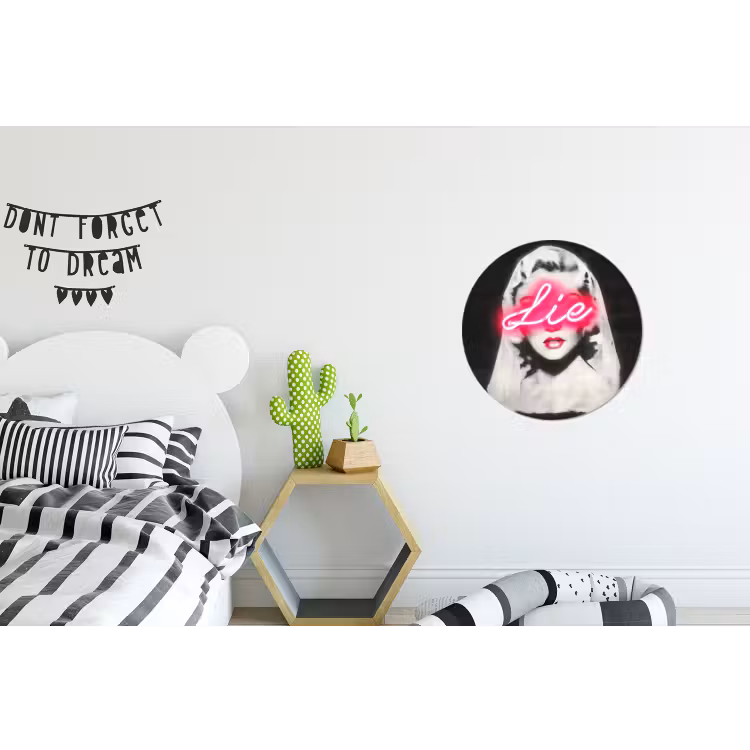 Wandcirkel - Aluminium - Neon - Letters - Vintage - Vrouw — 5