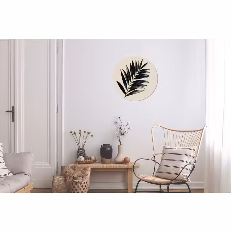 Wandcirkel - Aluminium - Palmblad - Subtiel - Groen - beige — 2
