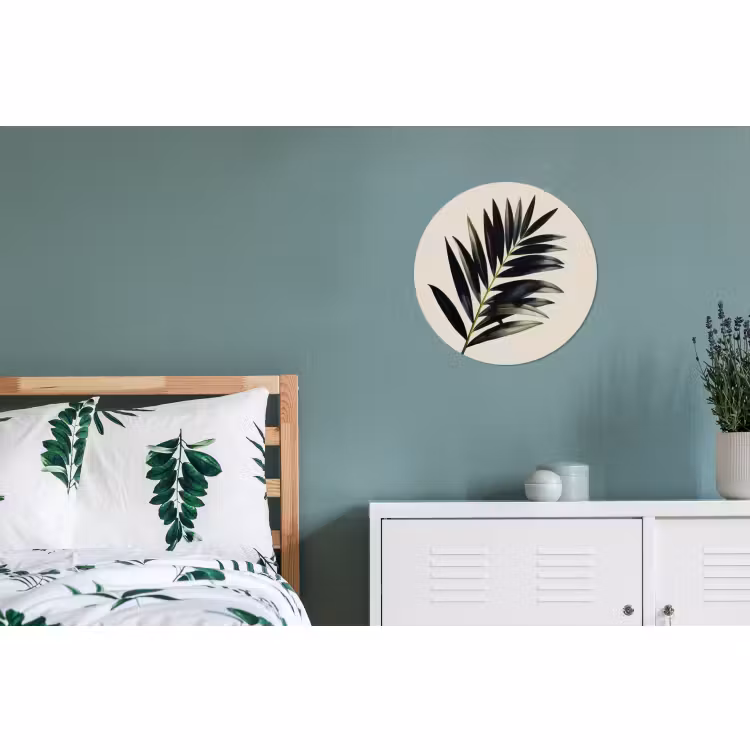 Wandcirkel - Aluminium - Palmblad - Subtiel - Groen - beige — 4