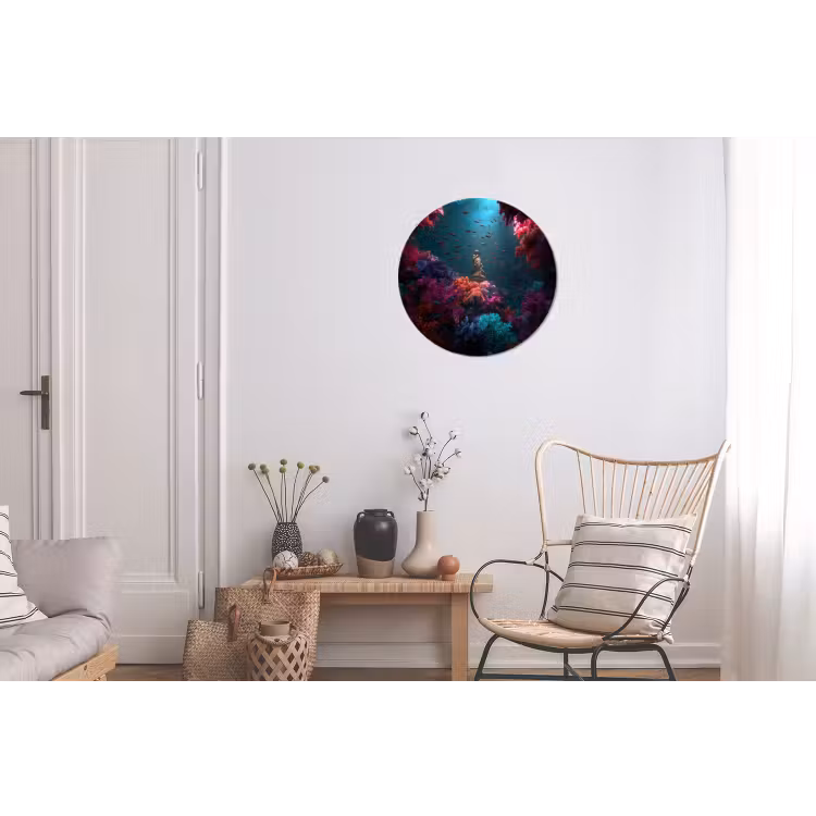 Wandcirkel - Aluminium - Standbeeld - Zeebodem - Koraal - Kleurrijk — 2