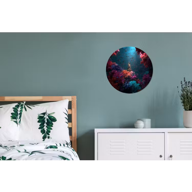 Wandcirkel - Aluminium - Standbeeld - Zeebodem - Koraal - Kleurrijk — 4