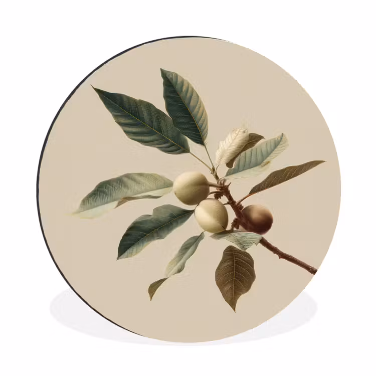 Wandcirkel - Aluminium - Tak - Groene Bladeren - Vruchten — 1