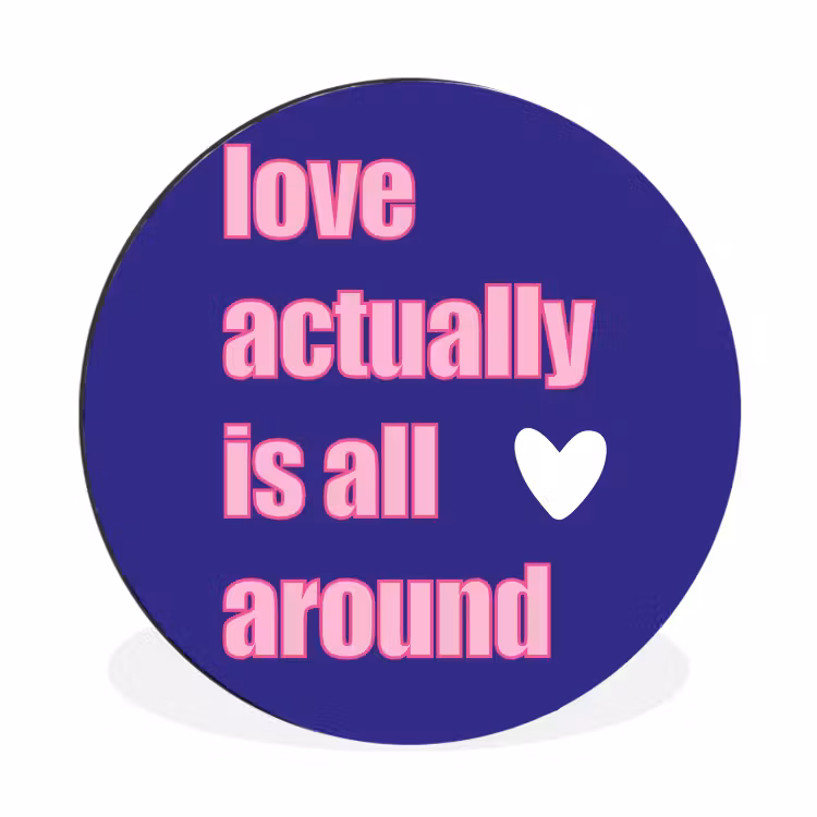 Wandcirkel - Aluminium - Tekst - Valentijn - Love - Blauw — 1