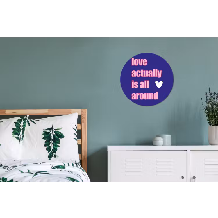 Wandcirkel - Aluminium - Tekst - Valentijn - Love - Blauw — 4