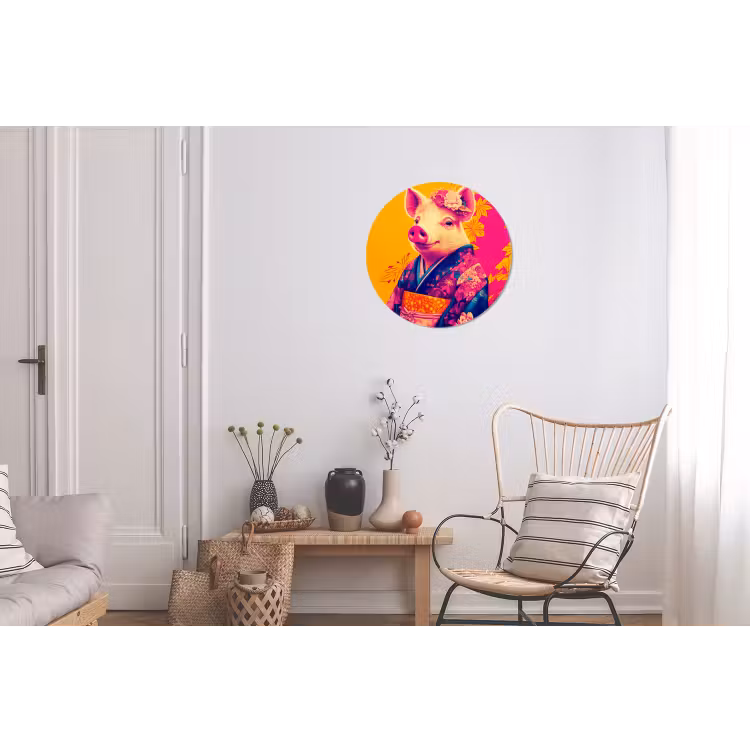 Wandcirkel - Aluminium - Varken - Bloemkroon - Kimono - Abstract — 2