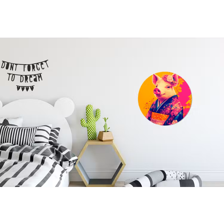 Wandcirkel - Aluminium - Varken - Bloemkroon - Kimono - Abstract — 5
