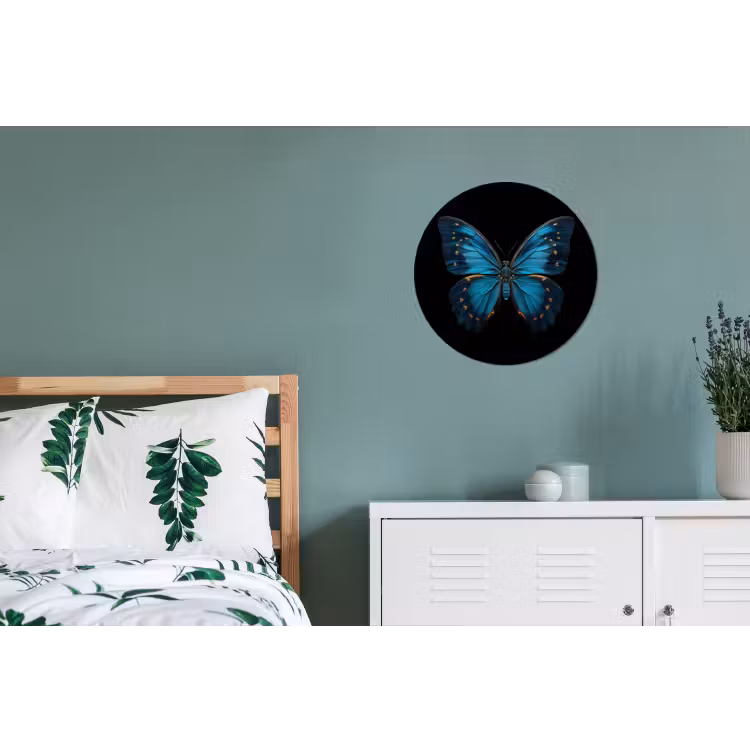 Wandcirkel - Aluminium - Vlinder - Blauw - Contrast — 4