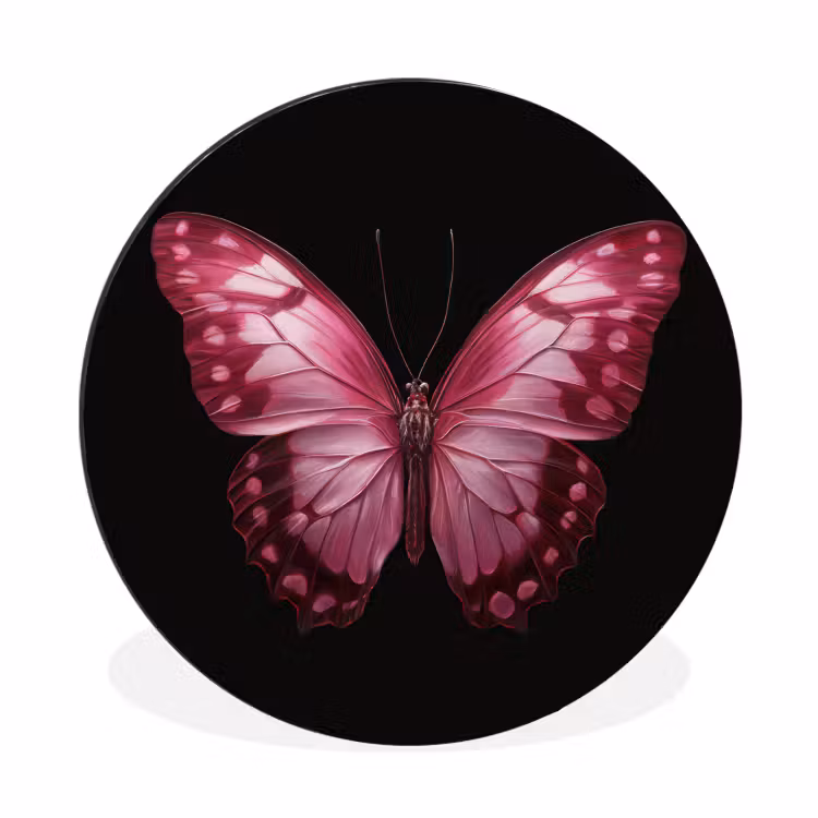 Wandcirkel - Aluminium - Vlinder - Fuchsia - Grafisch — 1