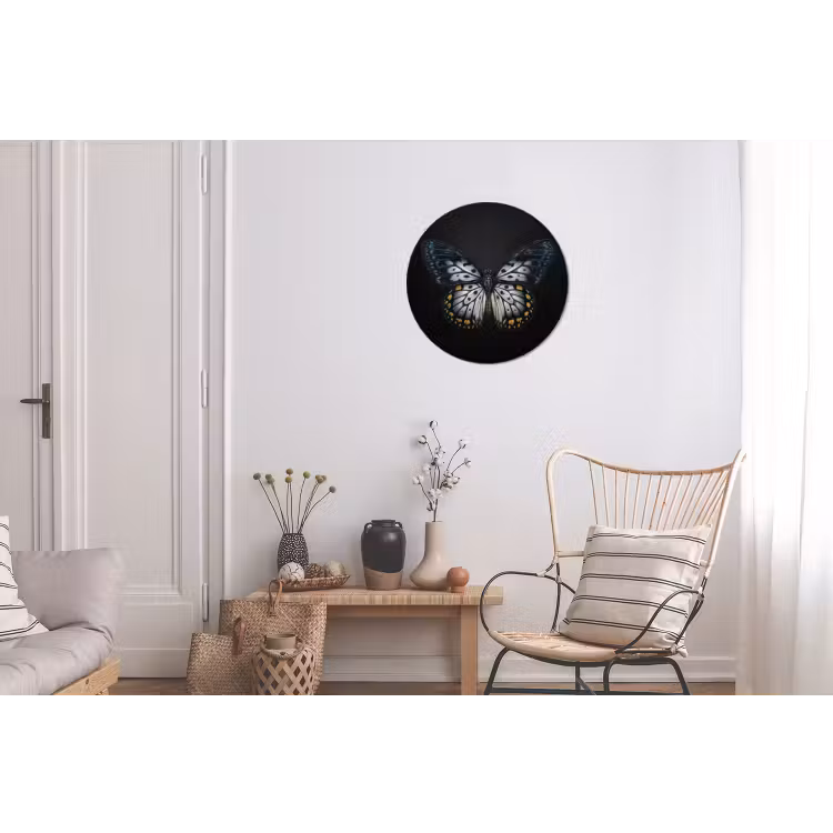 Wandcirkel - Aluminium - Vlinder - Monochroom - Balans — 2