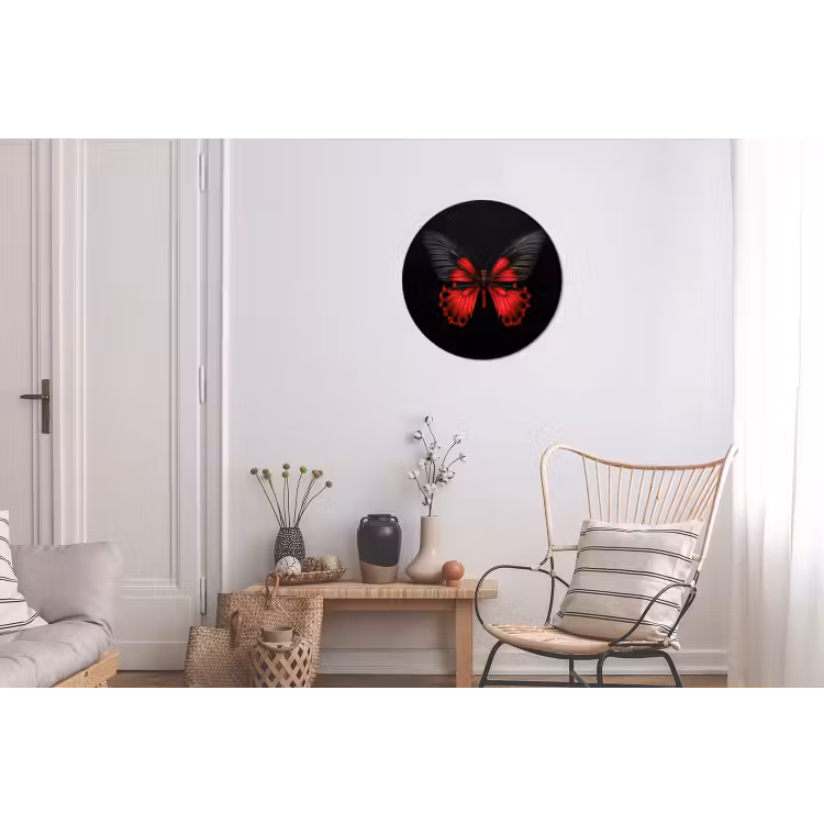 Wandcirkel - Aluminium - Vlinder - Rood - Contrast — 2