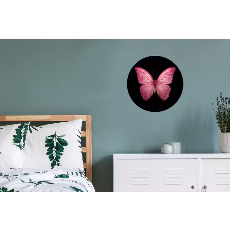 Wandcirkel - Aluminium - Vlinder - roze - Elegant — 4