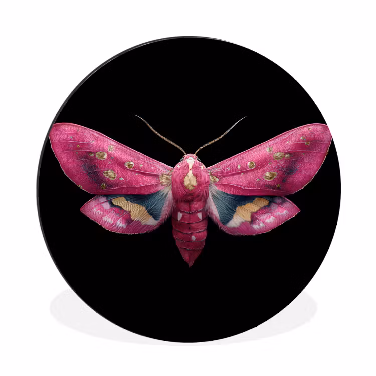 Wandcirkel - Aluminium - Vlinder - Roze - Nachtvlinder — 1