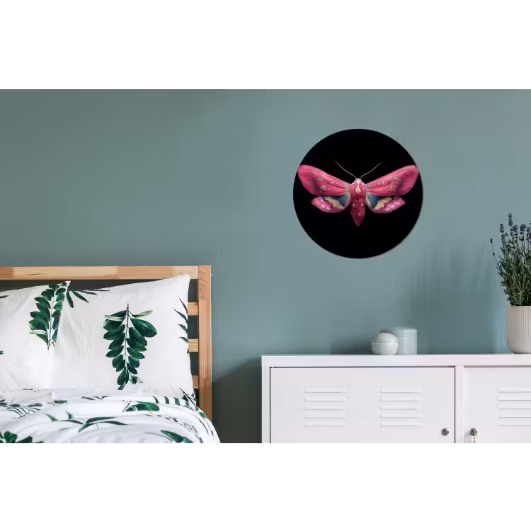 Wandcirkel - Aluminium - Vlinder - Roze - Nachtvlinder — 4