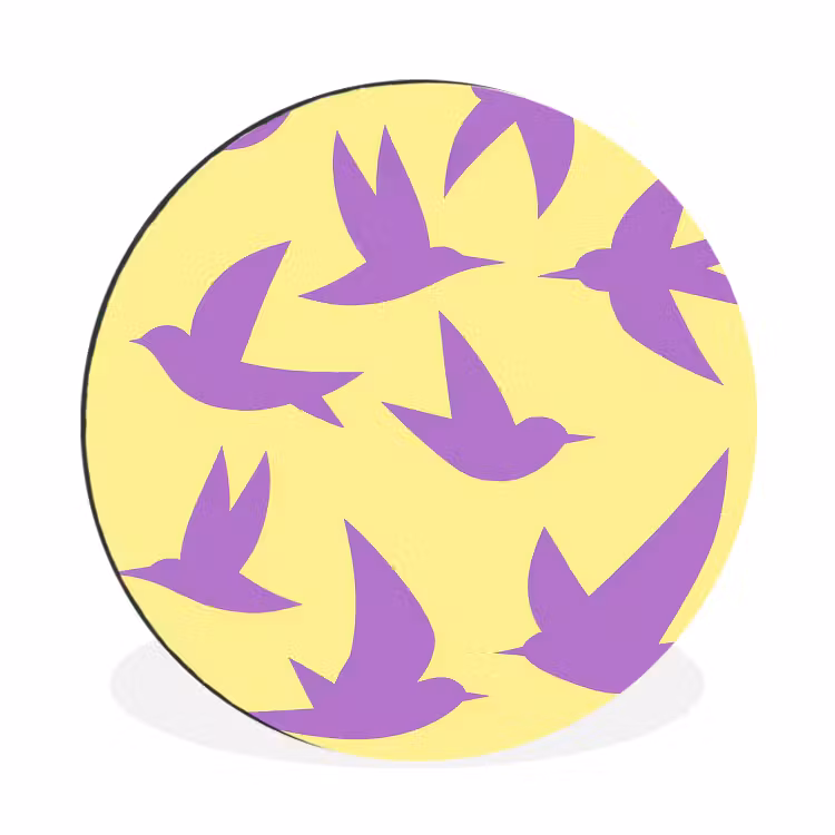 Wandcirkel - Aluminium - Vogels - Cirkel - Geel - Beweging — 1