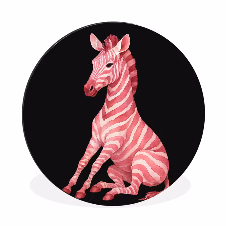 Wandcirkel - Aluminium - Zebra - Roze - Gestreept — 1