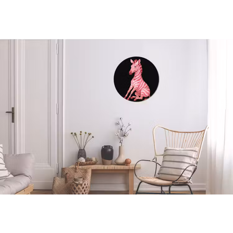 Wandcirkel - Aluminium - Zebra - Roze - Gestreept — 2
