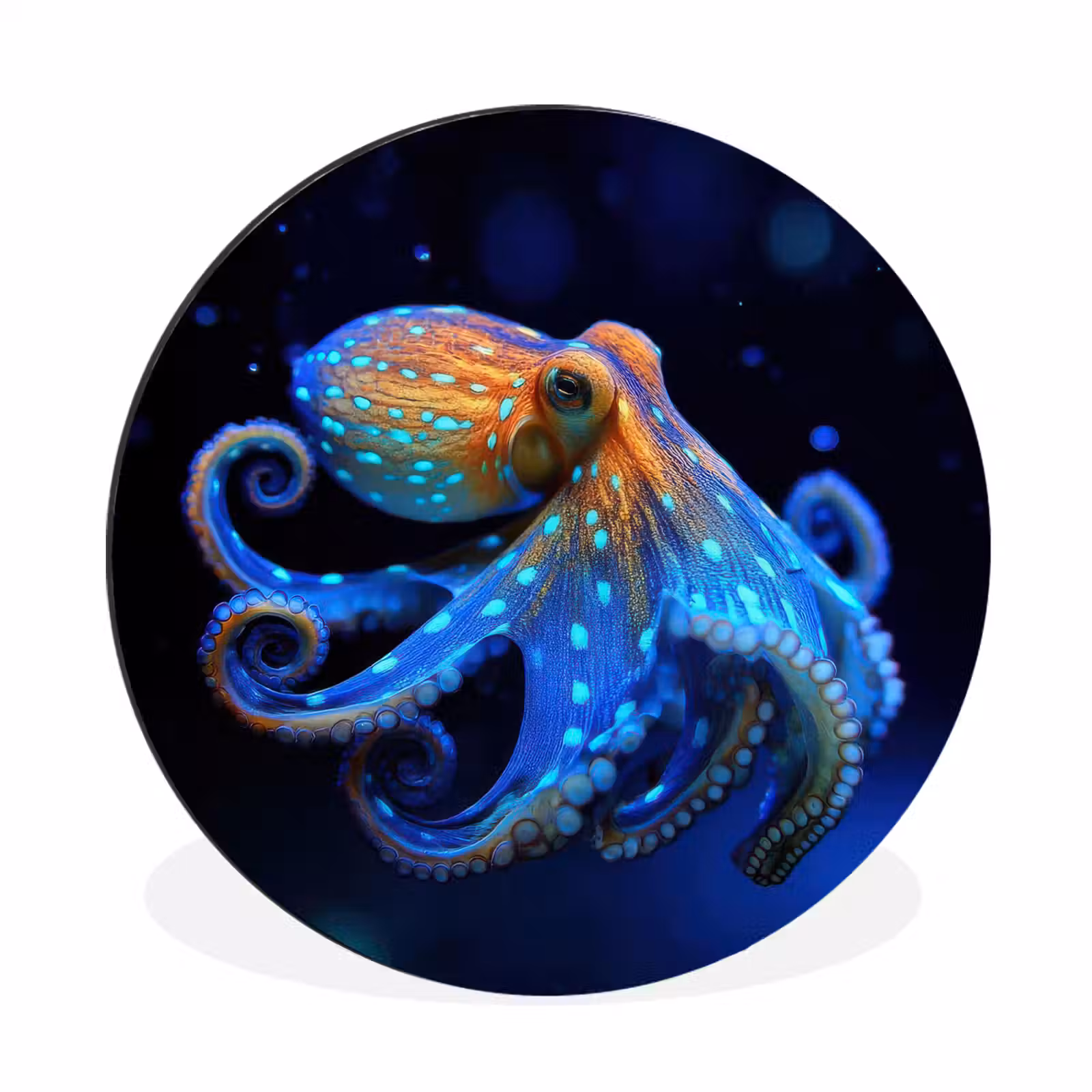 Wandcirkel - Aluminium - Octopus - Stippen - Blauw - Zee — 1