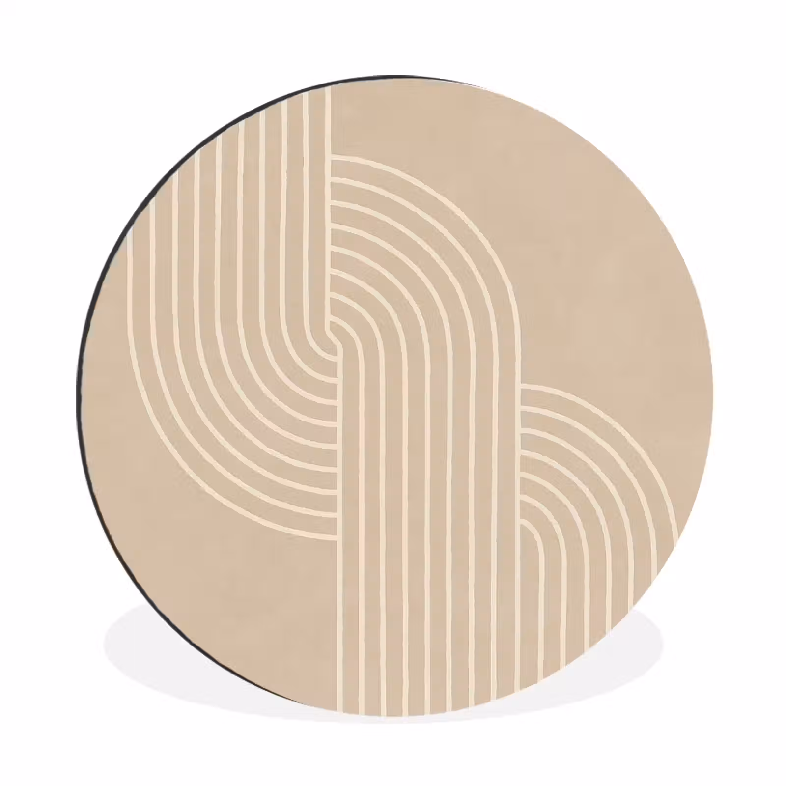 Wandcirkel - Aluminium - Parallelle lijnen - Lichte textuur - Beige — 1