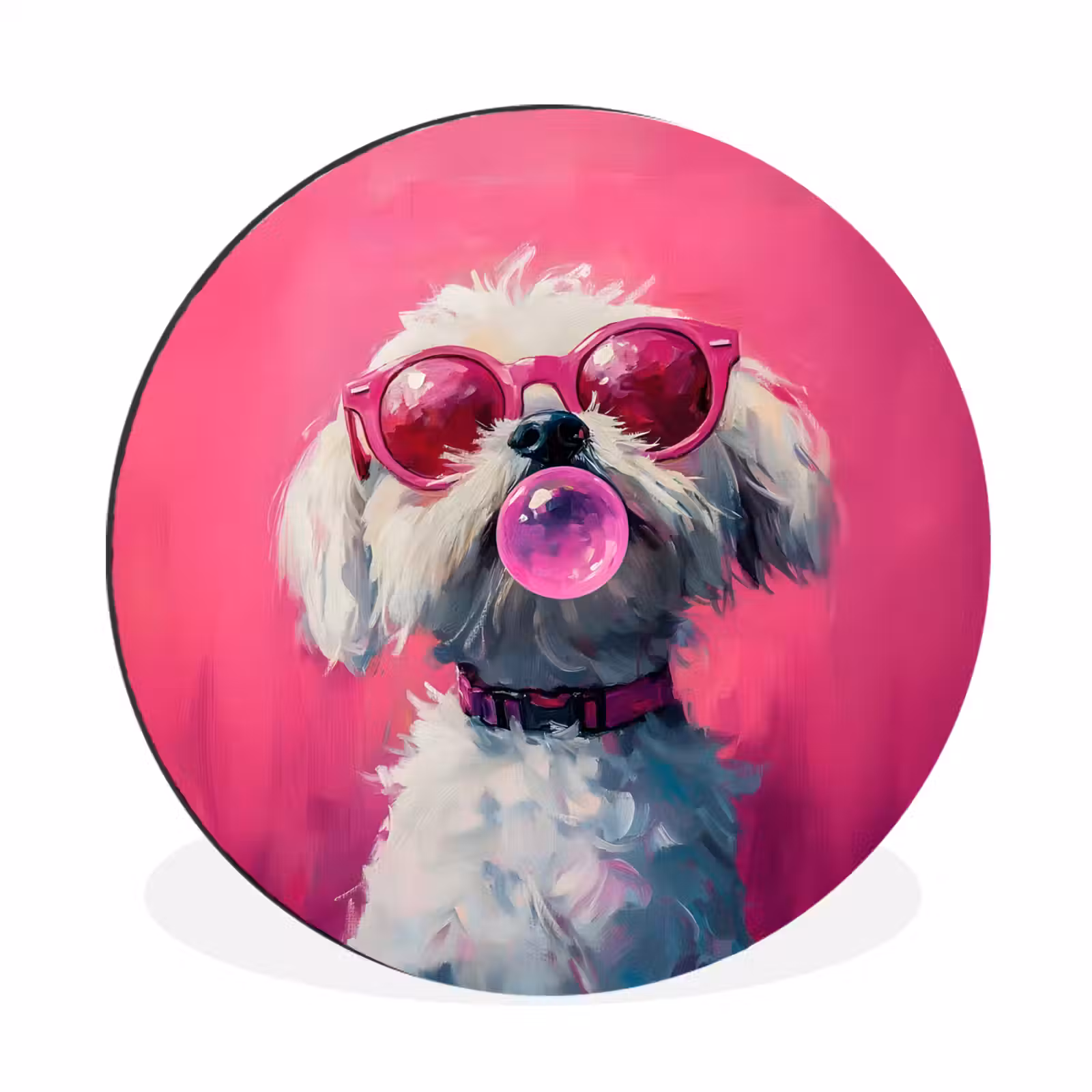Wandcirkel - Aluminium - Pink - Hond - Bubbel — 1