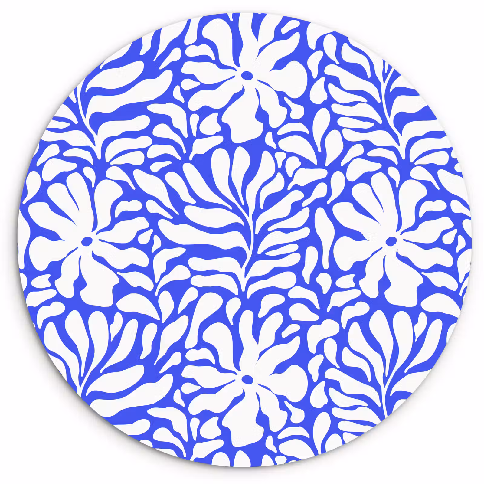 Wandcirkel - Glas - Blauw - Bloemen - Wit — 1