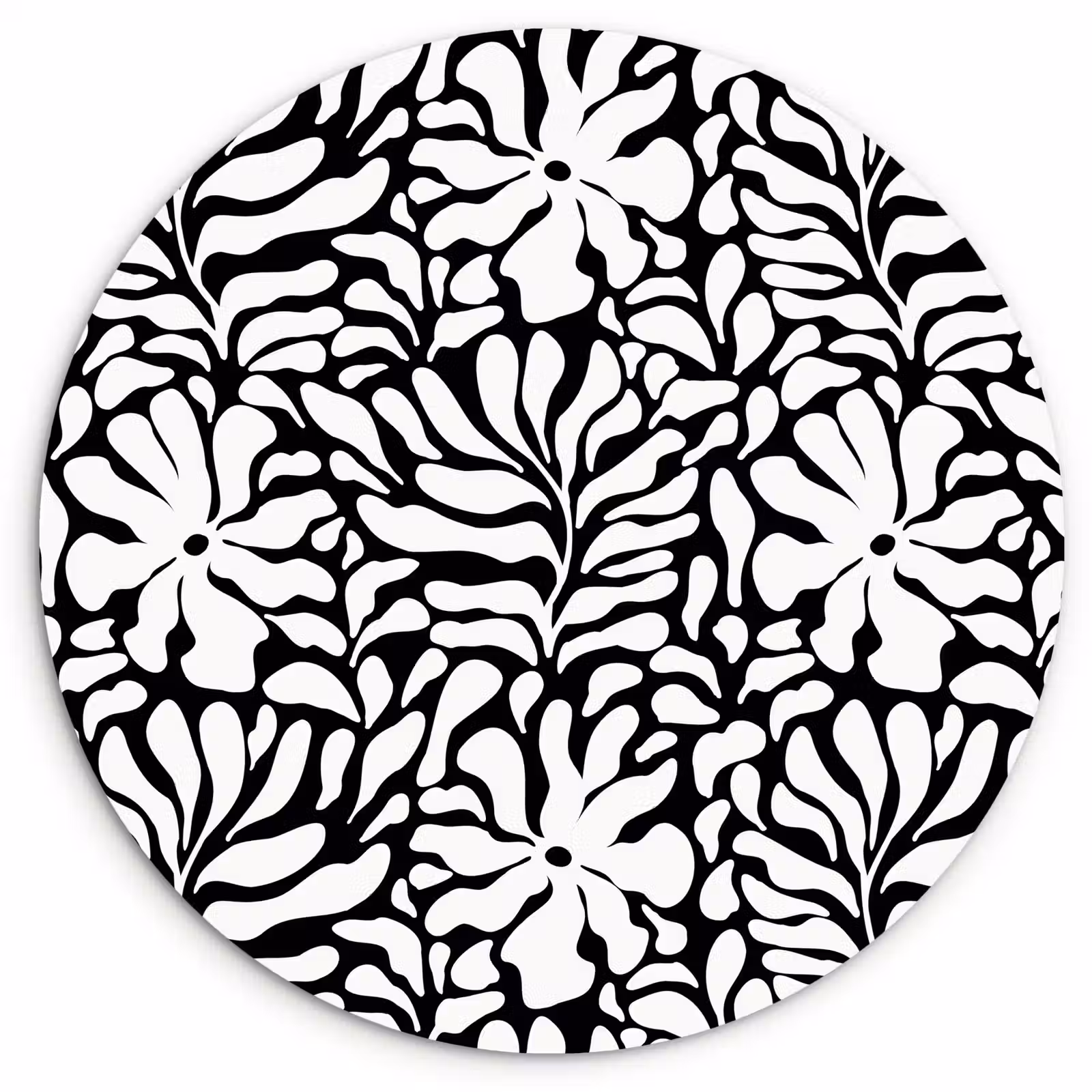 Wandcirkel - Glas - Bloemen - Patroon - Zwart - Wit — 1