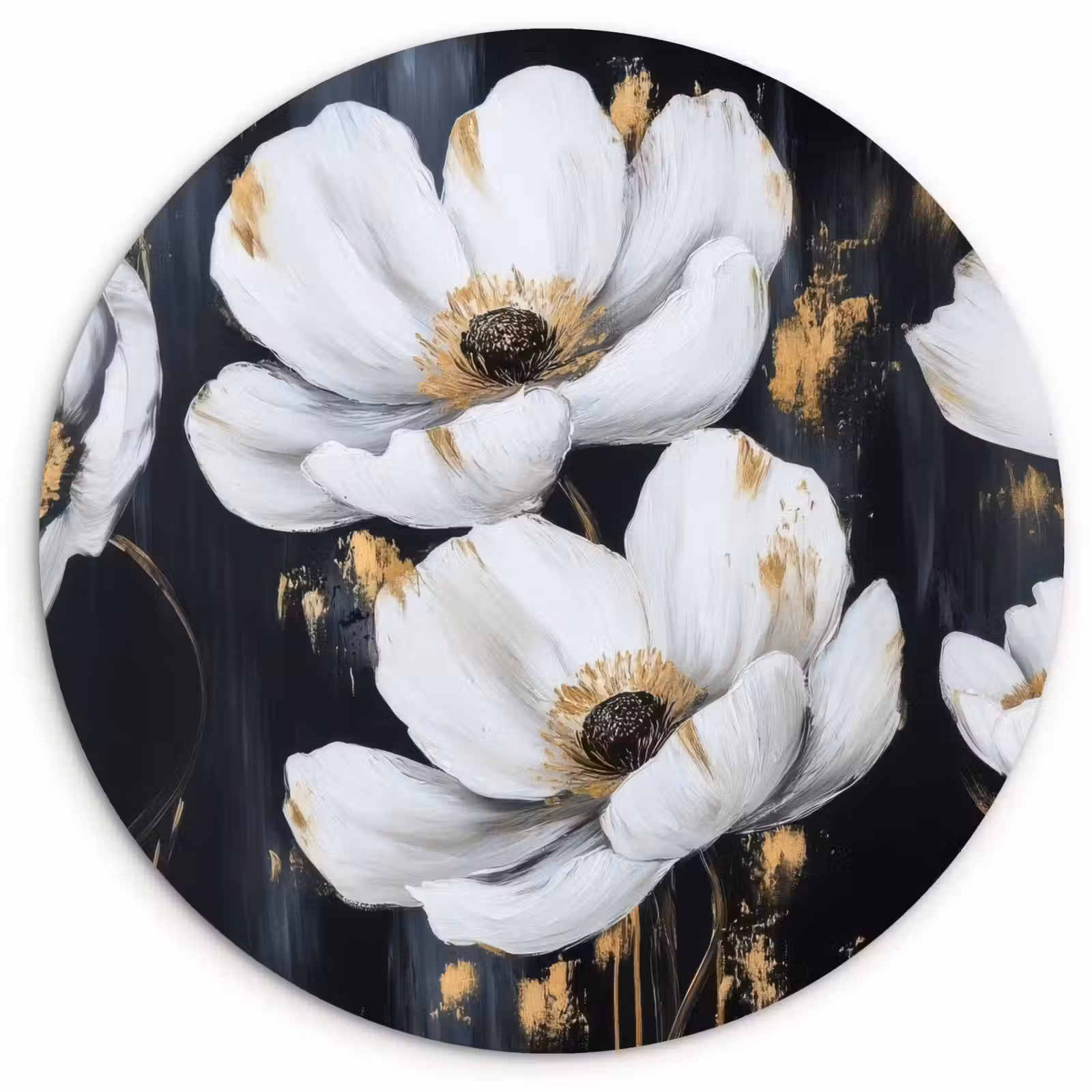 Wandcirkel - Glas - Bloemen - Wit - Abstract — 1
