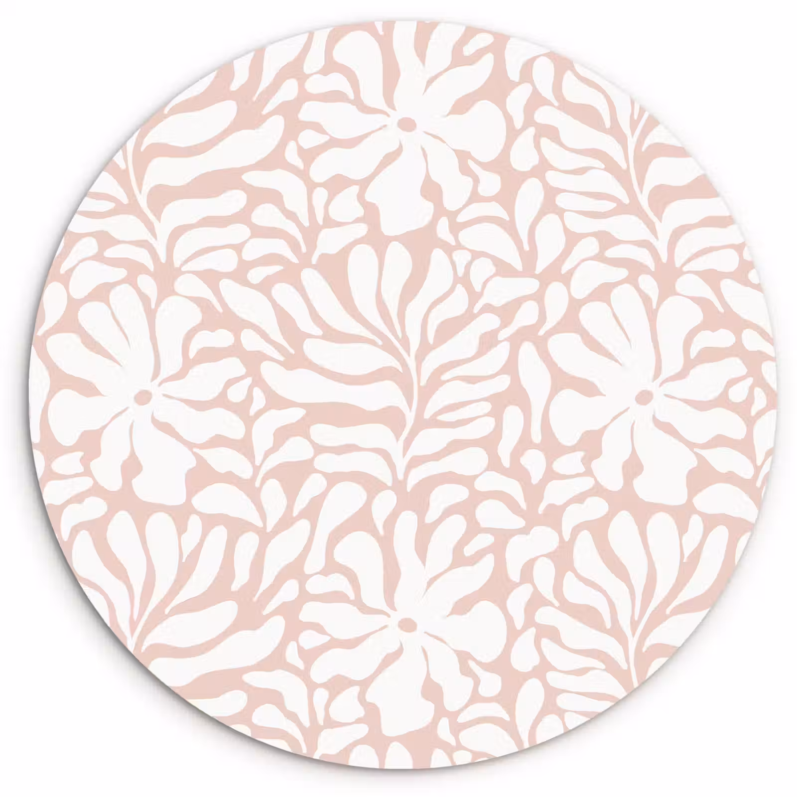 Wandcirkel - Glas - Patroon - Bloemen - Roze - Wit — 1