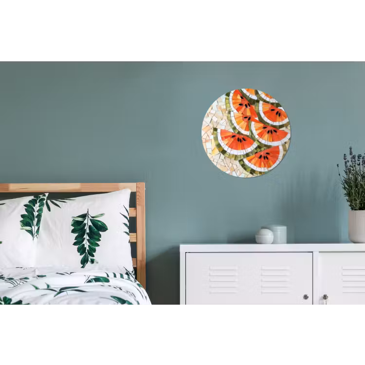 Wandcirkel - Aluminium - Mozaïek - Watermeloen - Rood - Pitten — 4