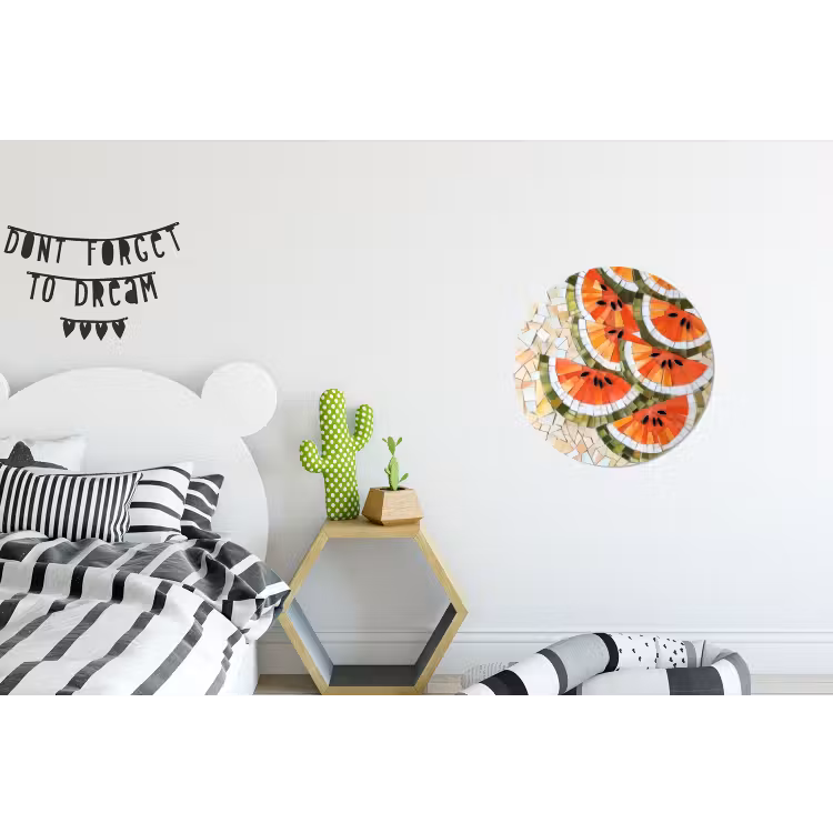 Wandcirkel - Aluminium - Mozaïek - Watermeloen - Rood - Pitten — 5