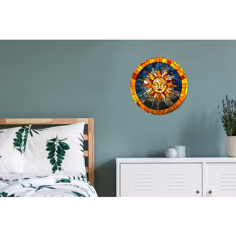 Wandcirkel - Aluminium - Mozaïek - Zon - Geel - Cirkel — 4
