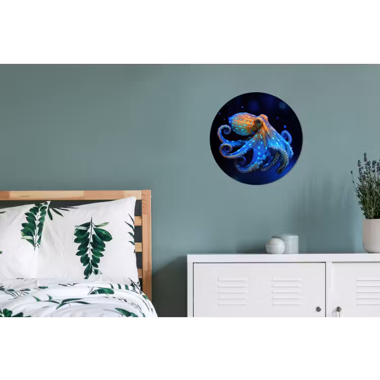 Wandcirkel - Aluminium - Octopus - Stippen - Blauw - Zee — 4