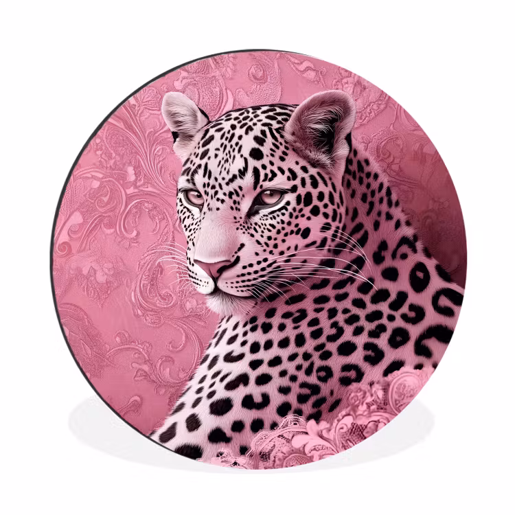 Wandcirkel - Aluminium - Panter - Luxe - Roze — 1
