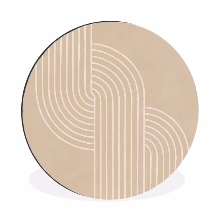 Wandcirkel - Aluminium - Parallelle lijnen - Lichte textuur - Beige — 1