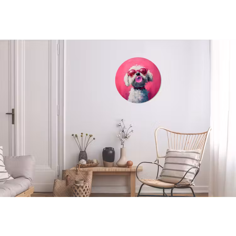 Wandcirkel - Aluminium - Pink - Hond - Bubbel — 2