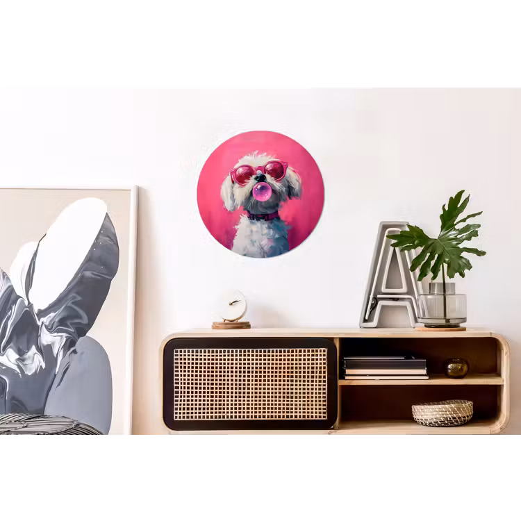 Wandcirkel - Aluminium - Pink - Hond - Bubbel — 3