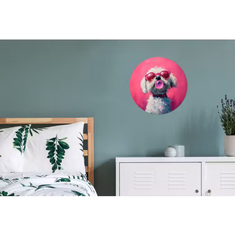 Wandcirkel - Aluminium - Pink - Hond - Bubbel — 4