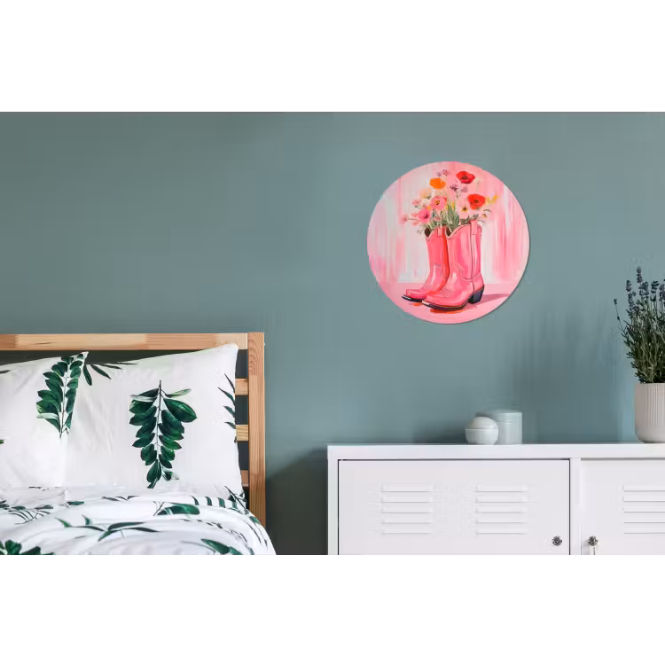 Wandcirkel - Aluminium - Roze - Bloemen - Cowboy — 4