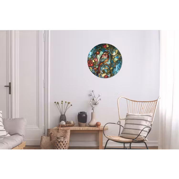 Wandcirkel - Aluminium - Vogel - Tak - Rozen - Mozaïek — 2