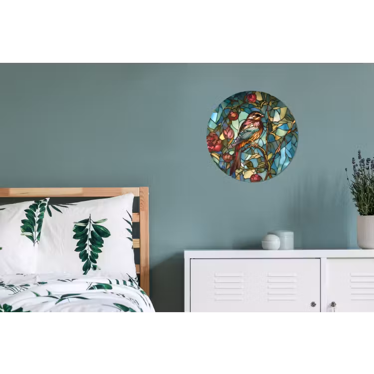 Wandcirkel - Aluminium - Vogel - Tak - Rozen - Mozaïek — 4