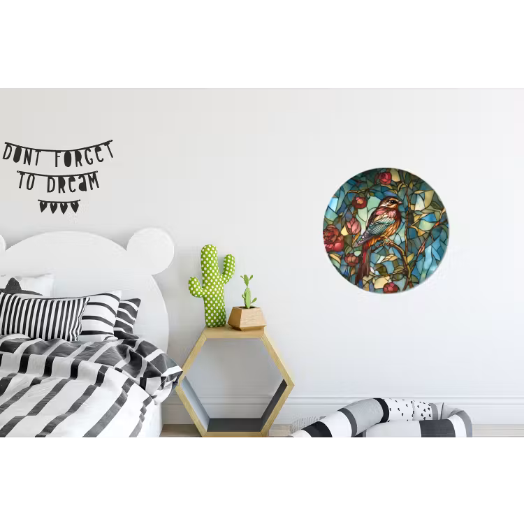Wandcirkel - Aluminium - Vogel - Tak - Rozen - Mozaïek — 5