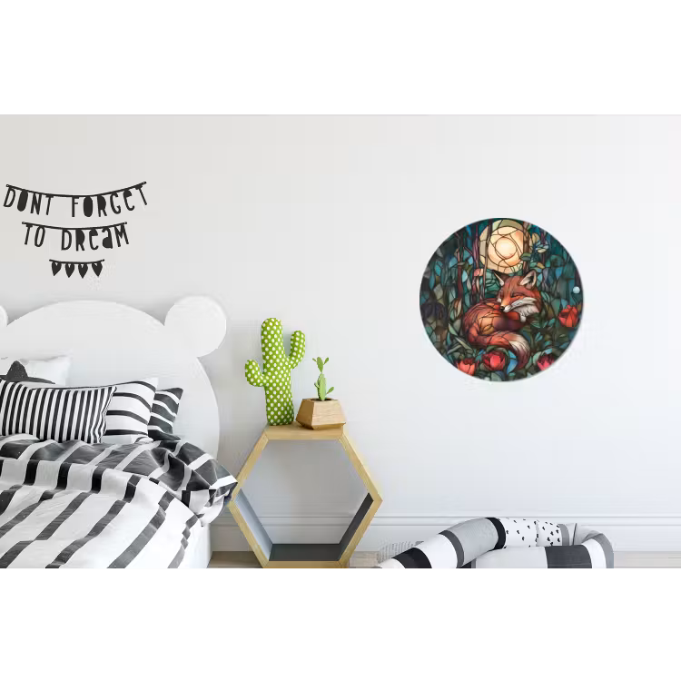 Wandcirkel - Aluminium - Vos - Mozaïek - Bos - Maan — 5