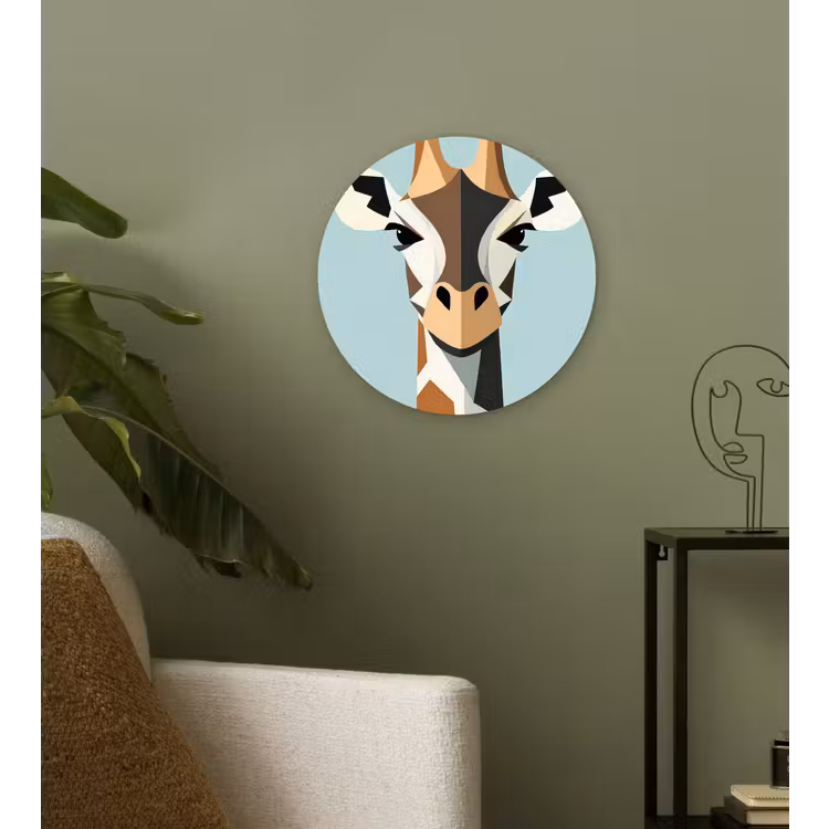 Wandcirkel - Glas - Giraffe - Illustratie - Bruin - Minimalistisch — 3
