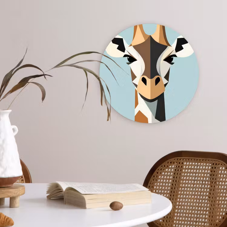 Wandcirkel - Glas - Giraffe - Illustratie - Bruin - Minimalistisch — 4
